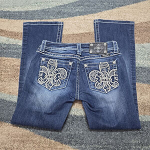 Miss Me Jeans Women’s 27 Signature Bootcut VTG Distressed Embellished Pockets